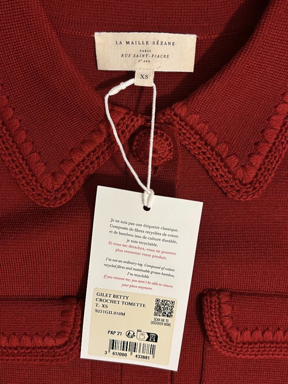 Sezane Betty Cardigan - Terracotta Crochet - XS - Picture 7 of 16